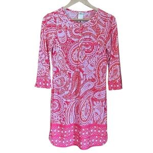 Ali Ro Pink Paisley Shift Midi Dress  Sz 4
